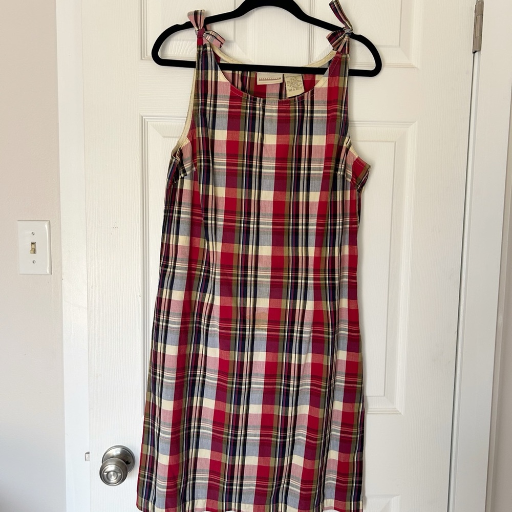 Vintage Expressions 💯 cotton Plaid Sleeveless Dress-see measurements